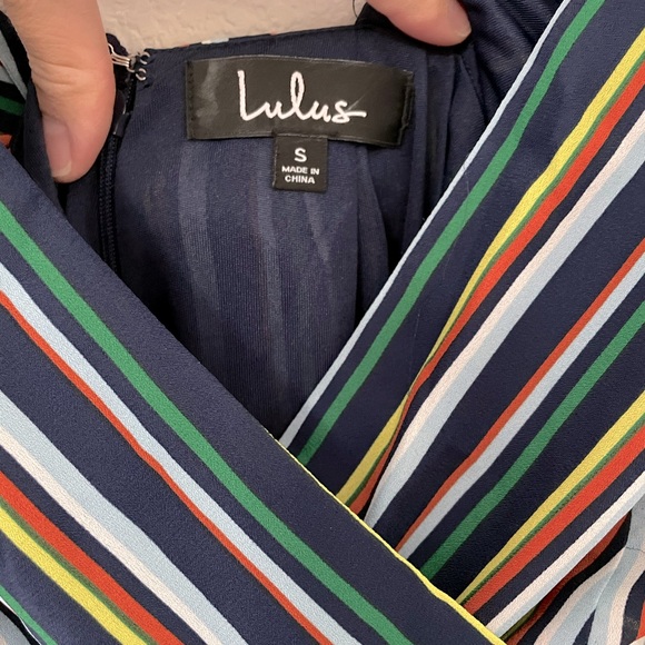 Lulus Allyson Navy Multi Striped Culotte Jumpsuit - Picture 9 of 9